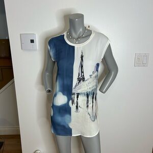 Beautiful Blue and White Eiffel Tower Women's Tee❤️S